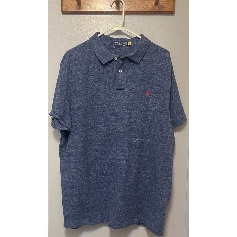 Polo Ralph Lauren Mens Polo Shirt 2XL Blue Red Pony Logo 100% Cotton
